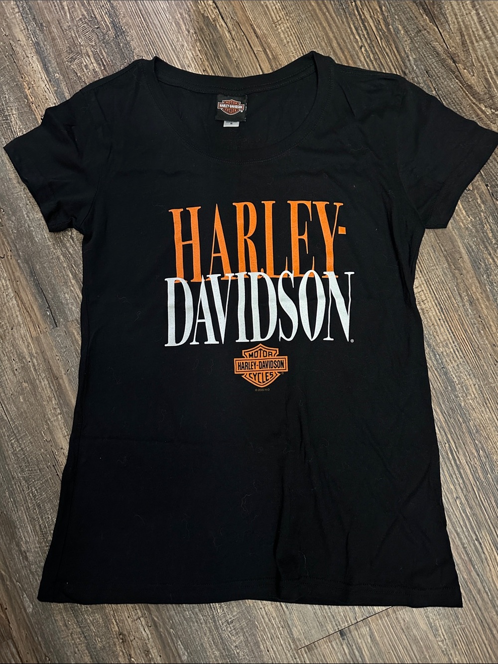 Harley-Davidson Black Tee with Orange & White Logo